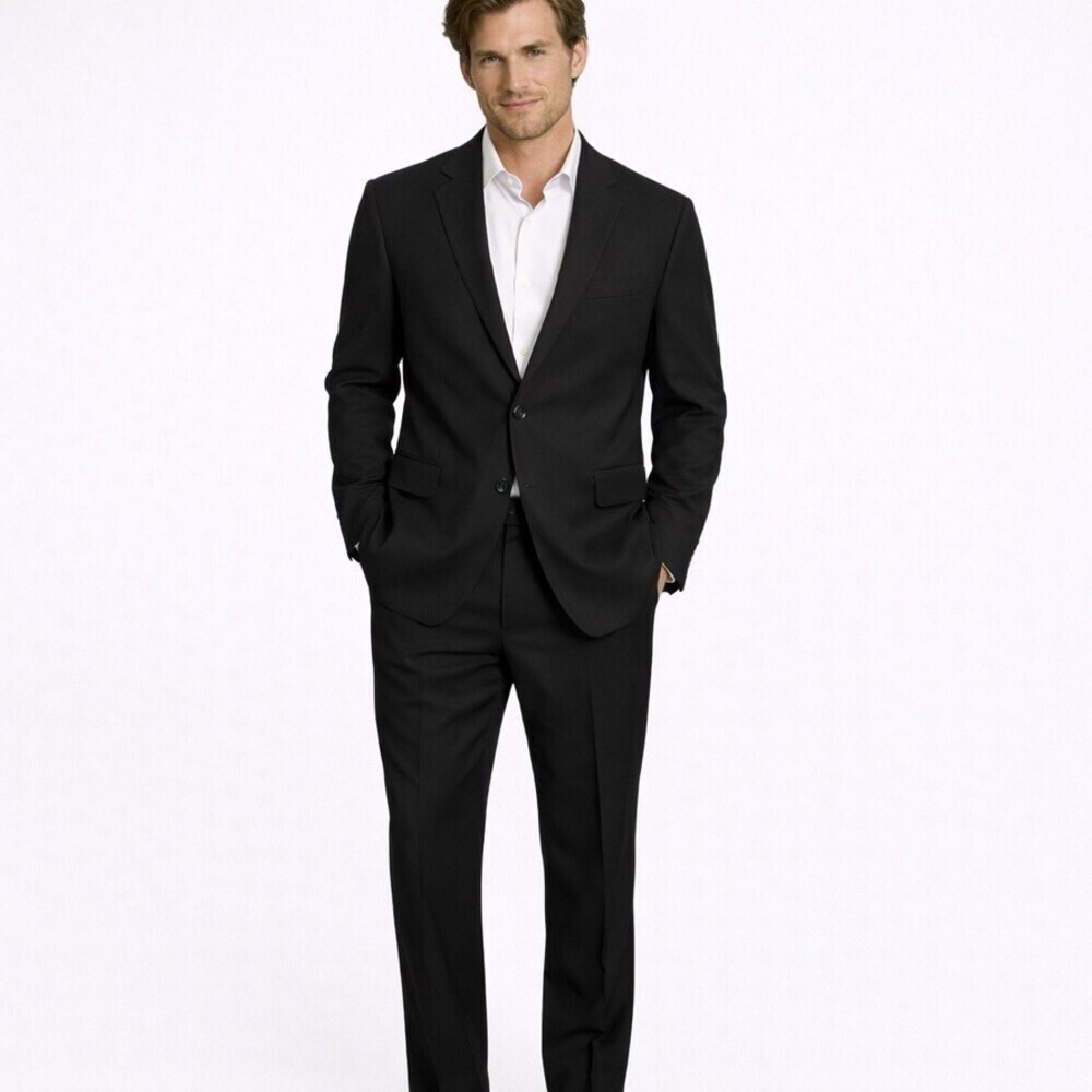 Ralph Lauren black label collection mens black wool suit  Jacket Pants Size 46R